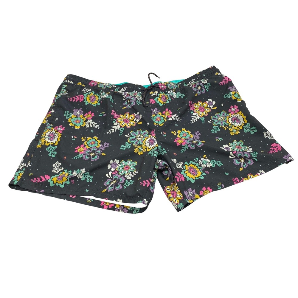 Mens Swim Trunks Size 3XL Floral Tropical Black Board Shorts Plus Size 46" Waist